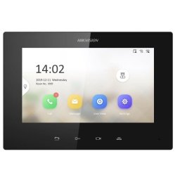 Monitor videointerfon 7inch color Hikvision DS-KH6320-LE1(B)LCD Resolution 1024 × 600, ROM 32 MB, RAM 128 MB, Audio compression standard G.711 U, G.711 A,Event capacity 200 alarm records,2 MB RAM reserved for events, Linked doorphone capacity 17 IP