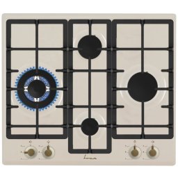 Plita pe gaz incorporabila Fram FBH-S4IWF-RBG, 4 arzatoare, wok, aprindere, gratare fonta, 58 cm, crem