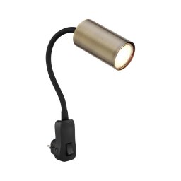 Aplică pentru priză Globo 57911DPM ROBBY 1xGU10/25W/230V negru/alamă