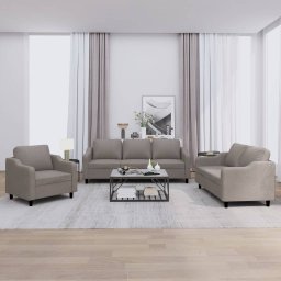 Set de canapea cu perne, 3 piese, gri taupe, material textil GartenMobel Dekor