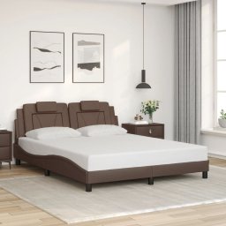 Cadru de pat cu tablie, maro, 160x200 cm, piele ecologica GartenMobel Dekor