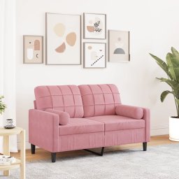 Canapea cu 2 locuri cu pernute, roz, 120 cm, catifea GartenMobel Dekor