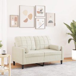 Canapea cu 2 locuri cu pernute, crem, 120 cm, catifea GartenMobel Dekor