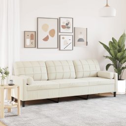 Canapea cu 3 locuri cu pernute, crem, 210 cm, catifea GartenMobel Dekor