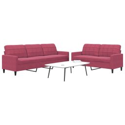 Set canapele cu perne, 2 piese, rosu vin, catifea GartenMobel Dekor