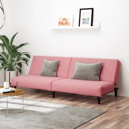 Canapea extensibila cu 2 locuri, roz, catifea GartenMobel Dekor