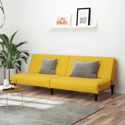 Canapea extensibila cu 2 locuri, galben, catifea GartenMobel Dekor