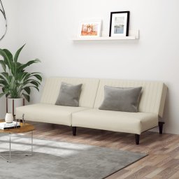 Canapea extensibila cu 2 locuri, crem, catifea GartenMobel Dekor