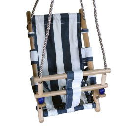 Leagan pentru copii, textil/lemn, albastru, max 70 kg, 36x24x45 cm