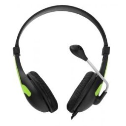 Casti Rooster EH158G, stereo, cu microfon, negru/ verde