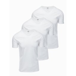 Ombre Set of men's cotton V-neck BASIC shirts - 3x white