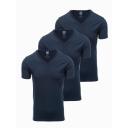 Ombre BASIC men's V-neck cotton shirt set - 3x navy blue