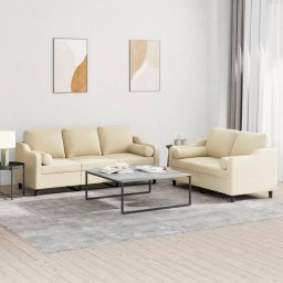 Set de canapele cu perne, 2 piese, crem, material textil GartenMobel Dekor