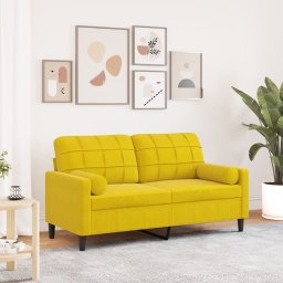 Canapea cu 2 locuri cu pernute, galben, 140 cm, catifea GartenMobel Dekor