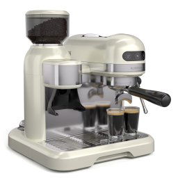 Klarstein Espressor Bella, Vintage, râșniță, 19 bari, spumator de lapte, 2 cești| 1550 W (TK57-CoffMacGrind-Cr)