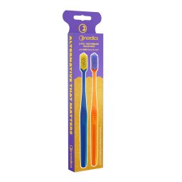 Pachet 2 periute de dinti pentru adulti - albastru si galben, Nordics