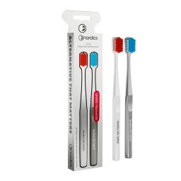 Pachet 2 periute de dinti pentru adulti 12000 filamente - super moale - alb si argintiu Nordics