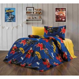 Lenjerie 3 piese Pat 140x70 Batman lego