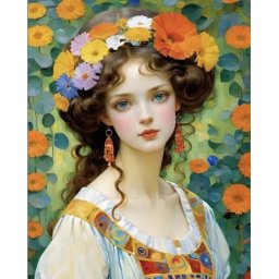 Set goblen cu diamante, cu sasiu, Portret de fata cu coronita, 40x50 cm
