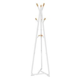 Cuier, Vasagle, 9 carlige, otel si lemn, alb, 49x49x172 cm GartenVIP DiyLine