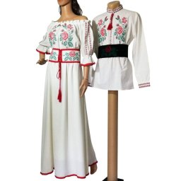 Rochie damă și ie bărbătească brodate tradițional, set damă - bărbat - LLDJ501010