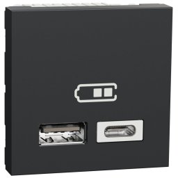 Priza dubla incarcare USB 2.0 2m A+C Schneider Noua Unica NU301854