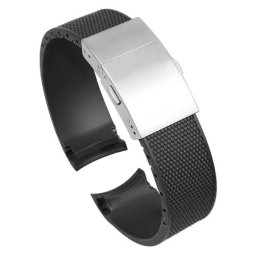 Curea silicon neagra capat curbat 21mm pentru Longines