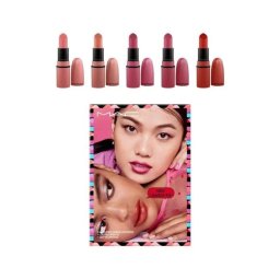 Mini Ruj Kit Set MAC: Amplified, Matte, Cream Ruj, You Can't Chili With Us, 1.8 g *Miniature + Amplified, Matte, Cream Ruj, Double Date, 1.8 g *Miniature + Amplified, Matte, Cream Ruj, Velvet Teddy, 1.8 g *Miniature + Amplified, Matte, Cream Ruj, Package 