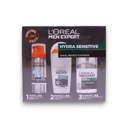 Travel Set L'Oreal Paris: Men Expert, Alcohol-Free, Hydrating and Regenerating, Day & Night, Cream, For Face, 50 ml + Men Expert, Alcohol-Free, Anti-Sweat, Deodorant Roll-On, Pentru Barbati, 50 ml + Men Expert, Glycerin, Against Irritation, Shaving Foam, 