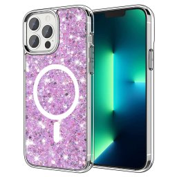 Husa Iphone 13 Pro Techsuit Sparkly Glitter magsafe magenta