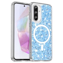 Husa Samsung Galaxy A36 A56 5G Techsuit Sparkly Glitter magsafe albastru