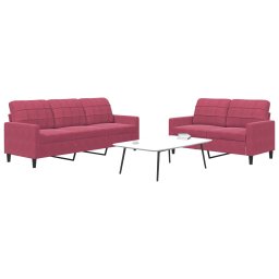 Set canapele cu perne, 2 piese, rosu vin, catifea GartenMobel Dekor