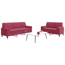 Set canapea cu perne/rulouri, 2 piese, rosu vin, catifea GartenMobel Dekor