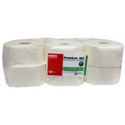 Hartie igienica 2 straturi Sano Mini Jumbo, 120 m, 12 role/bax