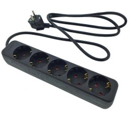Prelungitor cu 5 prize schuko, Lanberg PS0-05F-0150-BK, lungime 1.5 m, Negru