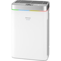 Purificator aer cu umidificator Concept CA3000, Putere 85 W, 5 trepte de filtrare a aerului + ionizator + lampa UV, Circulatie aer 488 m2/h,Uumidificator, Timer, Smart+Sleep mode, Senzor particule praf cu display LED, Telecomanda, Child Lock, Alb/Argintiu