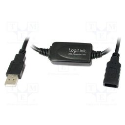 Cablu USB 2.0, USB-A/M la USB-A/F, amplificator, negru, 15 m