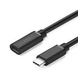 Cablu Extender USB-C 3.2 Gen1 (T) la USB-C 3.2 Gen1 (M), Transfer Date 5 Gbps, Transfer Video 4K @60Hz, Ugreen ED008, Negru, 0.5m