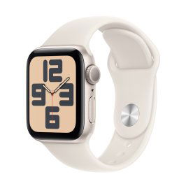 Apple Watch SE (2024), GPS, Carcasa Starlight Aluminium 40mm, Starlight Sport Band - S/M