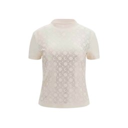 GUESS T-Shirt Ss Mock Neck All Over Logo W5RI15J1314 g9l9 muted stone