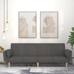 Canapea extensibila cu 2 locuri, 2 perne, gri închis, textil GartenMobel Dekor