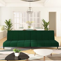 Canapea extensibila cu 2 locuri, verde închis, catifea GartenMobel Dekor