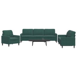 Set de canapele cu perne, 3 piese, verde închis, catifea GartenMobel Dekor