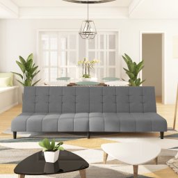 Canapea extensibila cu 2 locuri, gri deschis, catifea GartenMobel Dekor