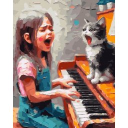 Set pictura pe numere, cu sasiu, Canta din toata inima, 40x50 cm