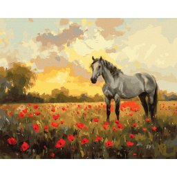 Set pictura pe numere, cu sasiu, Mustang, 40x50 cm