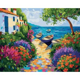 Set pictura pe numere, cu sasiu, Paradis floral, 40x50 cm
