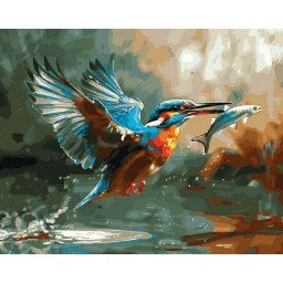 Set pictura pe numere, cu sasiu, Vanatoare pe apa, 40x50 cm