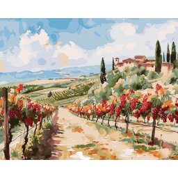 Set pictura pe numere, cu sasiu, Dealuri de vita-de-vie, 40x50 cm