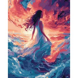 Set pictura pe numere, cu sasiu, Melodie albastra, 40x50 cm